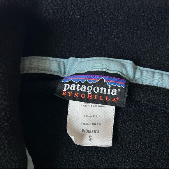 VTG Patagonia Synchilla Jacket Women's Small Black Fleece Full Zip Mock Neck - Picture 5 of 6